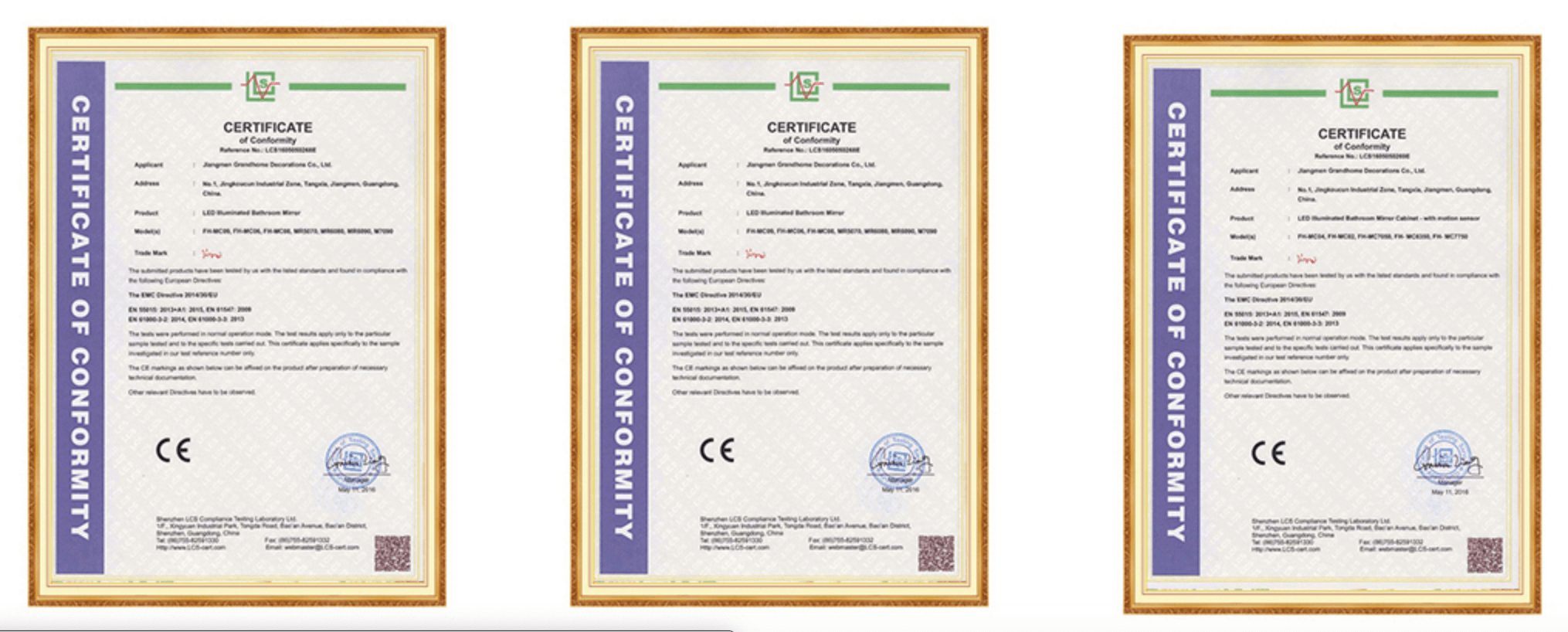 Custom Mirror Manufacturers certifications